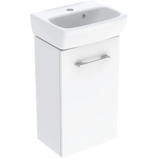 GEBERIT SELNOVA SQUARE Zestaw umywalki małej z szafką pod umywalkę 36 cm, z jednymi drzwiami, biały połysk