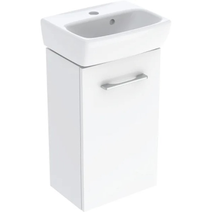 GEBERIT SELNOVA SQUARE Zestaw umywalki małej z szafką pod umywalkę 36 cm, z jednymi drzwiami, biały połysk