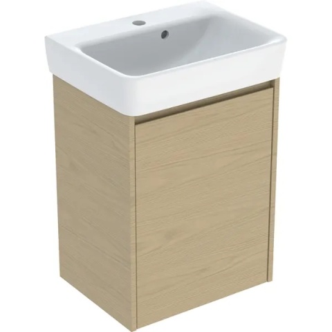 GEBERIT SELNOVA SQUARE Zestaw umywalki małej z szafką pod umywalkę 50 cm, z jednymi drzwiami, dąb naturalny