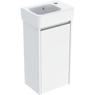 GEBERIT SELNOVA SQUARE Zestaw umywalki małej z szafką pod umywalkę 36 cm, z jednymi drzwiami, biały połysk