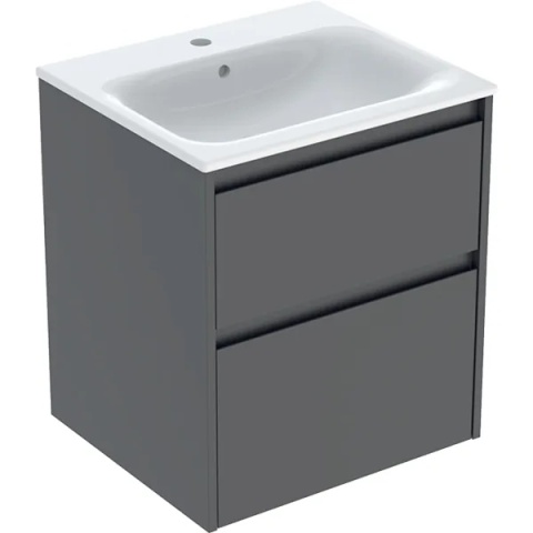 GEBERIT SELNOVA SQUARE Zestaw umywalki meblowej, slim rim, z szafką pod umywalkę, z dwoma szufladami, lava