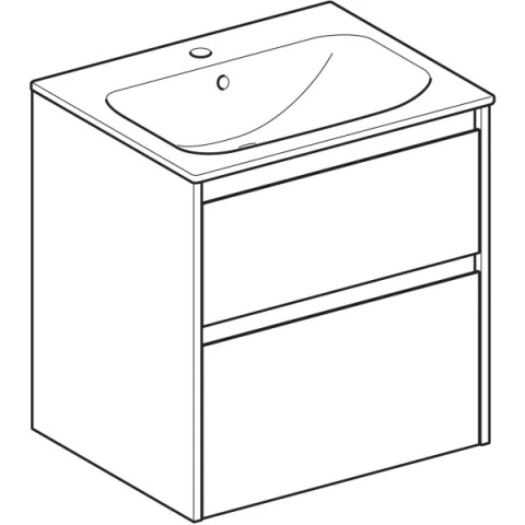 GEBERIT SELNOVA SQUARE Zestaw umywalki meblowej, slim rim, z szafką pod umywalkę, z dwoma szufladami, lava