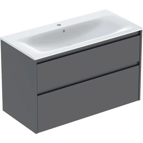 GEBERIT SELNOVA SQUARE Zestaw umywalki meblowej, slim rim, z szafką pod umywalkę, z dwoma szufladami, lava