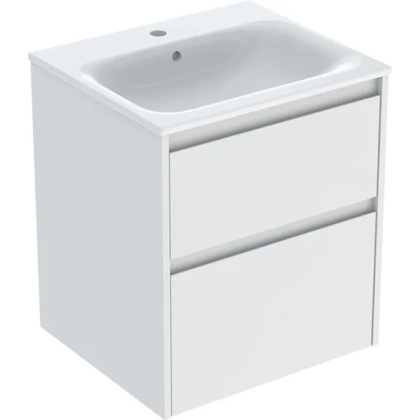 GEBERIT SELNOVA SQUARE Zestaw umywalki meblowej, slim rim, z szafką pod umywalkę, z dwoma szufladami, biały mat