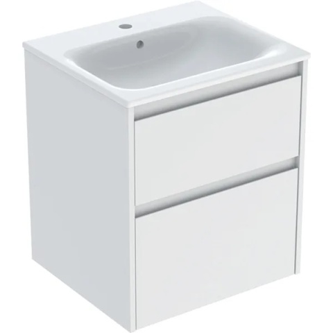 GEBERIT SELNOVA SQUARE Zestaw umywalki meblowej, slim rim, z szafką pod umywalkę, z dwoma szufladami, biały mat