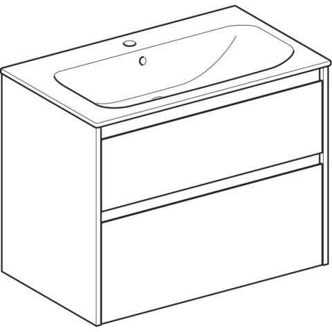 GEBERIT SELNOVA SQUARE Zestaw umywalki meblowej, slim rim, z szafką pod umywalkę, z dwoma szufladami, biały mat
