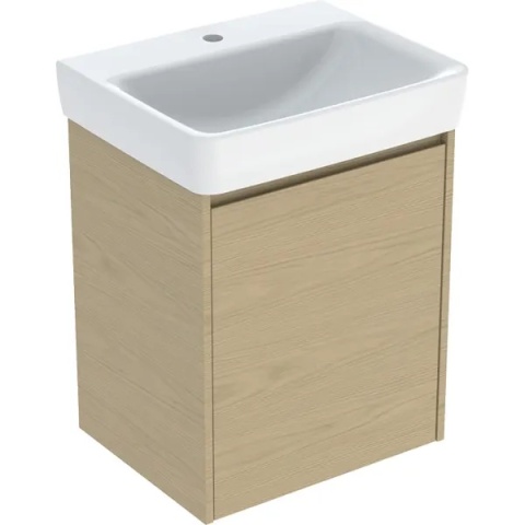 GEBERIT SELNOVA SQUARE Zestaw umywalki z szafką pod umywalkę 55 cm, z jednymi drzwiami, dąb naturalny