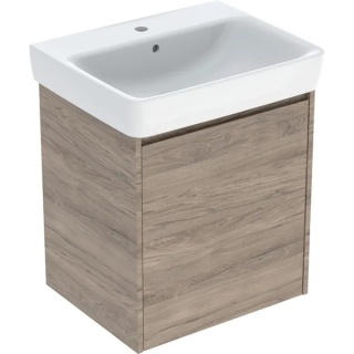 GEBERIT SELNOVA SQUARE Zestaw umywalki z szafką pod umywalkę 60 cm, z jednymi drzwiami, orzech hickory