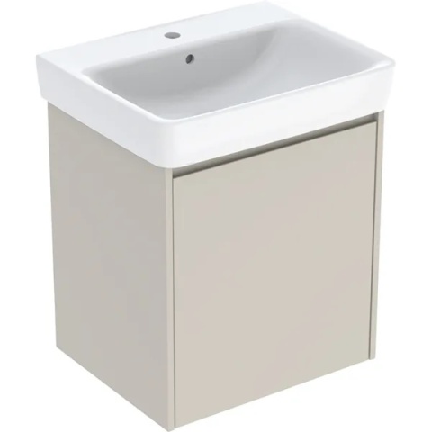 GEBERIT SELNOVA SQUARE Zestaw umywalki z szafką pod umywalkę 60 cm, z jednymi drzwiami, piaskowoszary