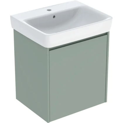 GEBERIT SELNOVA SQUARE Zestaw umywalki z szafką pod umywalkę 60 cm, z jednymi drzwiami, szałwiowa zieleń