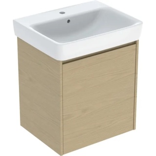 GEBERIT SELNOVA SQUARE Zestaw umywalki z szafką pod umywalkę 60 cm, z jednymi drzwiami, dąb naturalny