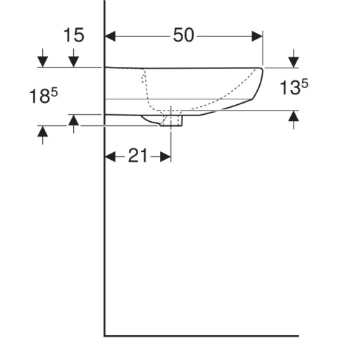 GEBERIT SELNOVA Umywalka 65 cm, biały, bez otworu na baterię