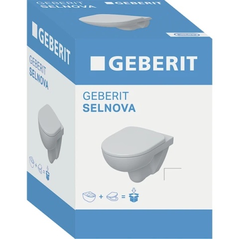 GEBERIT SELNOVA Zestaw wiszącej miski WC, lejowa, z deską sedesową