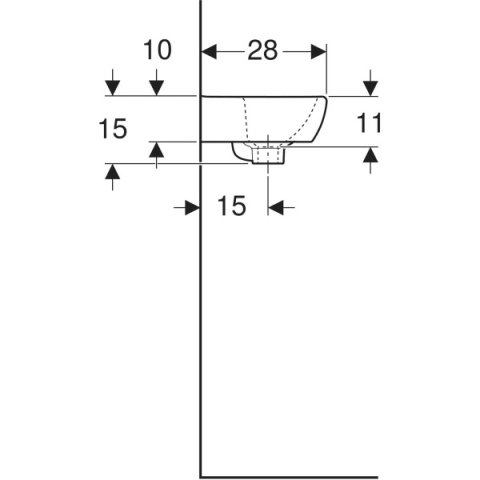 GEBERIT SELNOVA SQUARE Umywalka mała 36 cm z asymetrycznym przelewem, biały