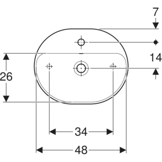 GEBERIT VariForm Umywalka nablatowa 50 cm, eliptyczna, z półką z otworem na baterię, biały/KeraTect