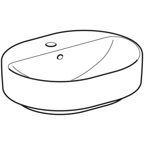 GEBERIT VariForm Umywalka nablatowa 50 cm, eliptyczna, z półką z otworem na baterię, biały/KeraTect