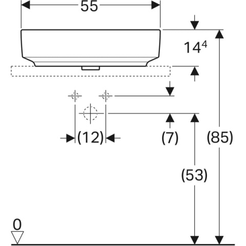 GEBERIT VariForm Umywalka nablatowa 55 cm, prostokątna, biały/KeraTect