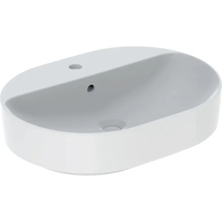 GEBERIT VariForm Umywalka nablatowa 60 cm, eliptyczna, z półką z otworem na baterię, biały/KeraTect