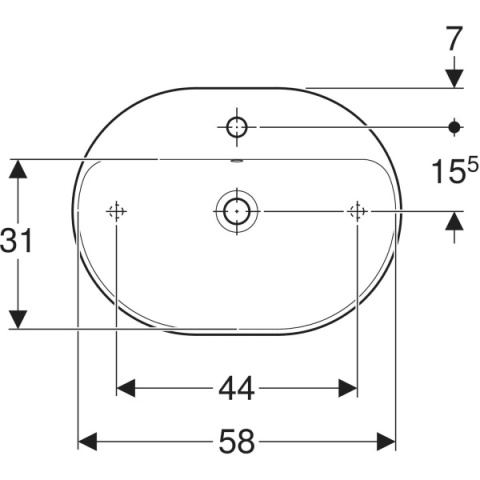 GEBERIT VariForm Umywalka nablatowa 60 cm, eliptyczna, z półką z otworem na baterię, biały/KeraTect