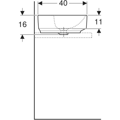 GEBERIT VariForm Umywalka nablatowa 50 cm, eliptyczna, z półką z otworem na baterię, biały