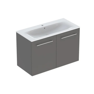 GEBERIT SELNOVA SQUARE Zestaw umywalki meblowej, slim rim, z szafką pod umywalkę 100 cm, z dwoma drzwiami, lava