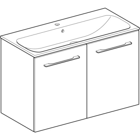 GEBERIT SELNOVA SQUARE Zestaw umywalki meblowej, slim rim, z szafką pod umywalkę 100 cm, z dwoma drzwiami, biały połysk