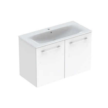 GEBERIT SELNOVA SQUARE Zestaw umywalki meblowej, slim rim, z szafką pod umywalkę 100 cm, z dwoma drzwiami, biały połysk