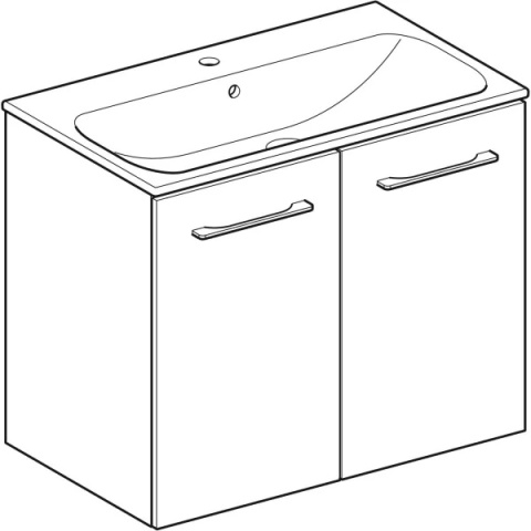 GEBERIT SELNOVA SQUARE Zestaw umywalki meblowej, slim rim, z szafką pod umywalkę 80 cm, z dwoma drzwiami, lava