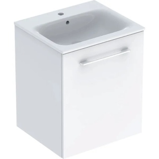 GEBERIT SELNOVA SQUARE Zestaw umywalki meblowej, slim, z szafką pod umywalkę 55 cm, z jednymi drzwiami, biały połysk