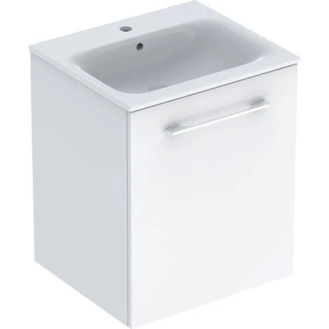 GEBERIT SELNOVA SQUARE Zestaw umywalki meblowej, slim, z szafką pod umywalkę 55 cm, z jednymi drzwiami, biały połysk