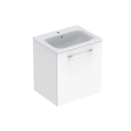 GEBERIT SELNOVA SQUARE Zestaw umywalki meblowej, slim, z szafką pod umywalkę 60 cm, z jednymi drzwiami, biały połysk