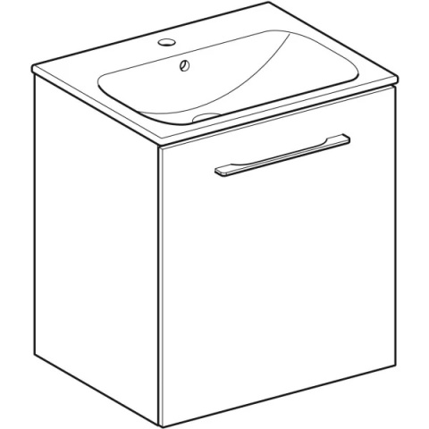GEBERIT SELNOVA SQUARE Zestaw umywalki meblowej, slim, z szafką pod umywalkę 60 cm, z jednymi drzwiami, orzech hickory