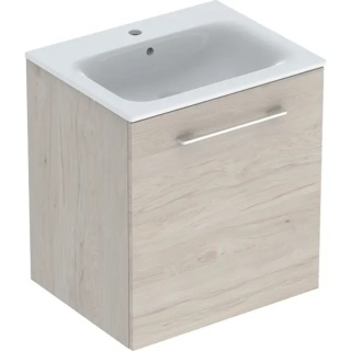 GEBERIT SELNOVA SQUARE Zestaw umywalki meblowej, slim, z szafką pod umywalkę 60 cm, z jednymi drzwiami, orzech hickory jasny