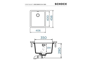 SCHOCK zlewozmywak GREENWICH N-100S Polaris CRISTADUR - linia Studio