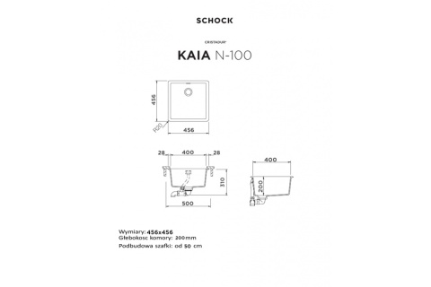 SCHOCK zlewozmywak KAIA N-100 BRONZE CRISTADUR - linia Studio