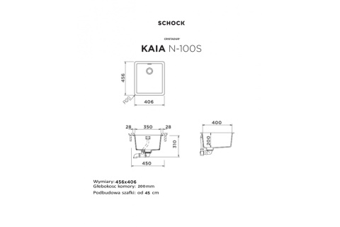 SCHOCK zlewozmywak KAIA N-100S BERRY CRISTADUR - linia Studio