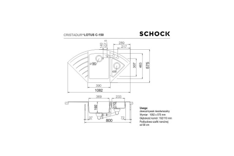 SCHOCK zlewozmywak LOTUS C-150 Puro CRISTADUR