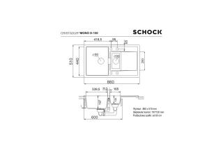 SCHOCK zlewozmywak MONO D-150 Polaris CRISTADUR