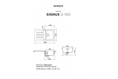 SCHOCK zlewozmywak SIGNUS D-100 Magma CRISTADUR