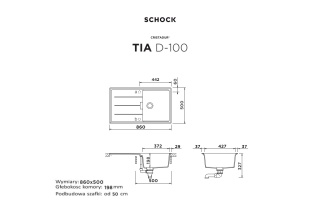 SCHOCK zlewozmywak TIA D-100 Magma CRISTADUR - linia Studio