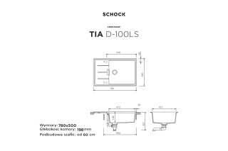 SCHOCK zlewozmywak TIA D-100LS Stone CRISTADUR - linia Studio