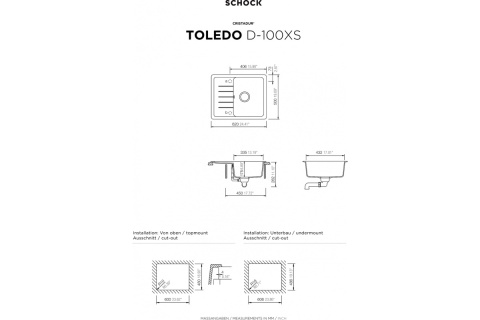 SCHOCK zlewozmywak TOLEDO D-100XS Magma CRISTADUR - linia Studio