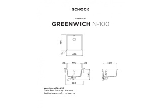 SCHOCK zlewozmywak GREENWICH N-100 Bronze CRISTADUR - linia Studio