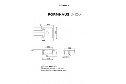 SCHOCK zlewozmywak FORMHAUS D-100 Nero CRISTALITE