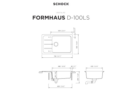 SCHOCK zlewozmywak FORMHAUS D-100LS Vanilla CRISTALITE