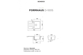 SCHOCK zlewozmywak FORMHAUS D-100S Onyx CRISTALITE