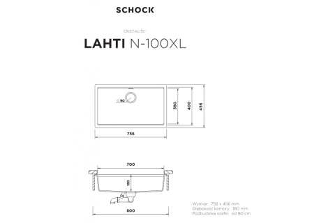 SCHOCK zlewozmywak LAHTI N-100XL Onyx CRISTALITE