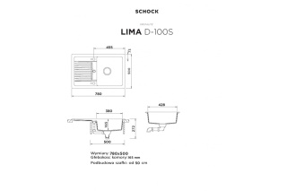 SCHOCK zlewozmywak Lima D-100S Vanilla CRISTALITE