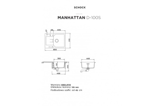 SCHOCK zlewozmywak MANHATTAN D-100S Nero CRISTALITE