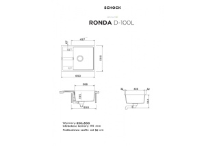 SCHOCK zlewozmywak RONDA D-100L Vanilla CRISTALITE